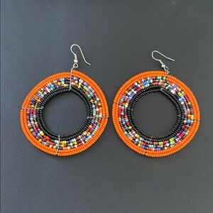 Colorful African Beaded Hoop Earrings